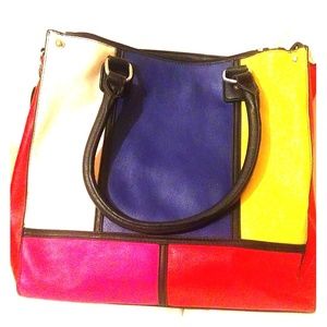Colorblock Mondrian pattern large bag